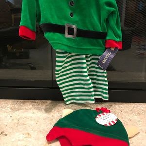 3-6 month Cherokee Christmas Elf Outfit and Hat
